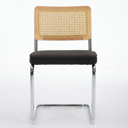 Set of Two Black and Silver Tufted Velvet Dining Side Chairs
