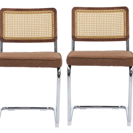 Set of Two Coffee and Silver Tufted Velvet Dining Side Chairs
