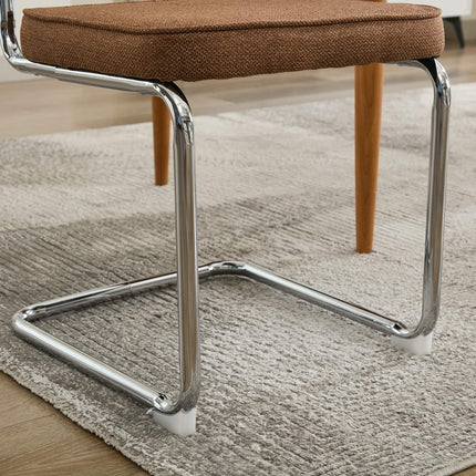 Set of Two Coffee and Silver Tufted Velvet Dining Side Chairs