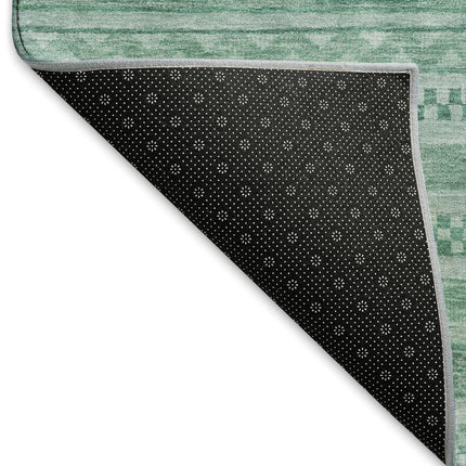9' X 12' Turquoise And Teal Striped Washable Area Rug With UV Protection HomeRoots
