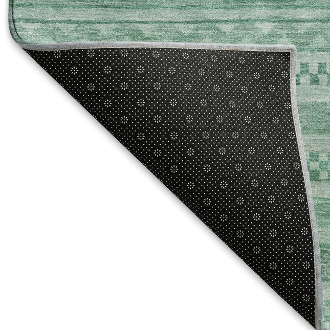 9' X 12' Turquoise And Teal Striped Washable Area Rug With UV Protection HomeRoots