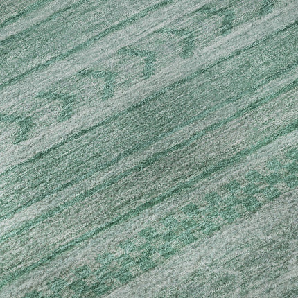 9' X 12' Turquoise And Teal Striped Washable Area Rug With UV Protection HomeRoots