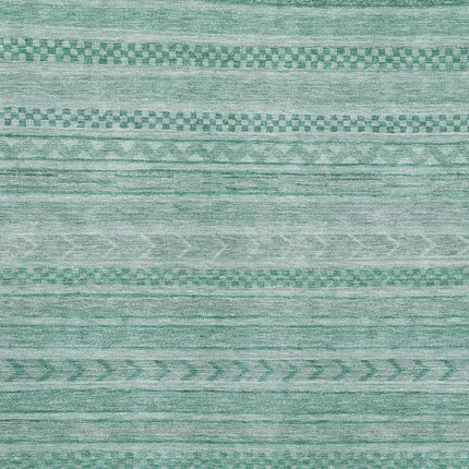 9' X 12' Turquoise And Teal Striped Washable Area Rug With UV Protection HomeRoots