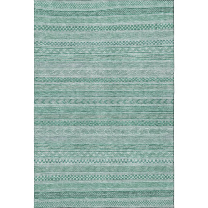 9' X 12' Turquoise And Teal Striped Washable Area Rug With UV Protection HomeRoots
