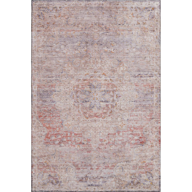 9' X 12' Terra Cotta Beige And Gray Floral Medallion Washable Area Rug With UV Protection HomeRoots