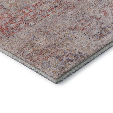 9' X 12' Terra Cotta Beige And Gray Floral Medallion Washable Area Rug With UV Protection HomeRoots