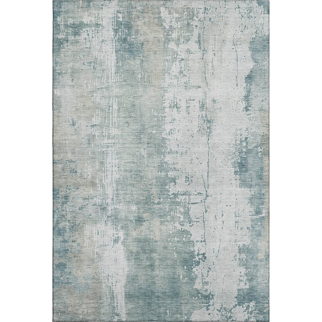 9' X 12' Turquoise And Ivory Abstract Washable Area Rug With UV Protection HomeRoots