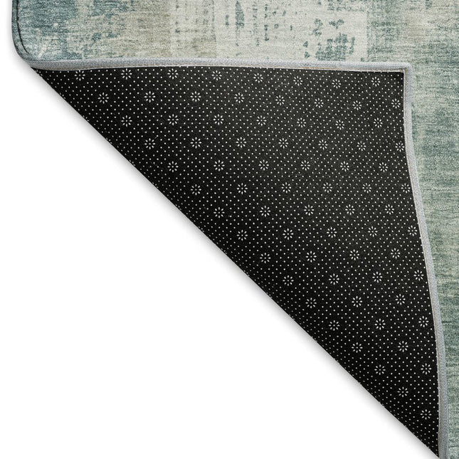 9' X 12' Turquoise And Ivory Abstract Washable Area Rug With UV Protection HomeRoots