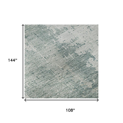 9' X 12' Turquoise And Ivory Abstract Washable Area Rug With UV Protection HomeRoots