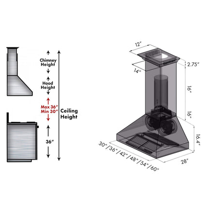 36" ZLINE CrownSound™Ducted Vent Wall Mount Range Hood in Stainless Steel with Built-in Bluetooth Speakers (697CRN-BT-36)