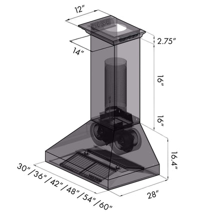 36" ZLINE CrownSound™Ducted Vent Wall Mount Range Hood in Stainless Steel with Built-in Bluetooth Speakers (697CRN-BT-36)