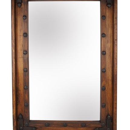 35" Brown Solid Wood Rustic Framed Accent Mirror HomeRoots
