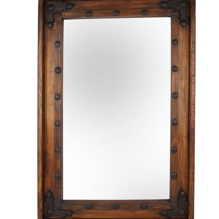 35" Brown Solid Wood Rustic Framed Accent Mirror HomeRoots