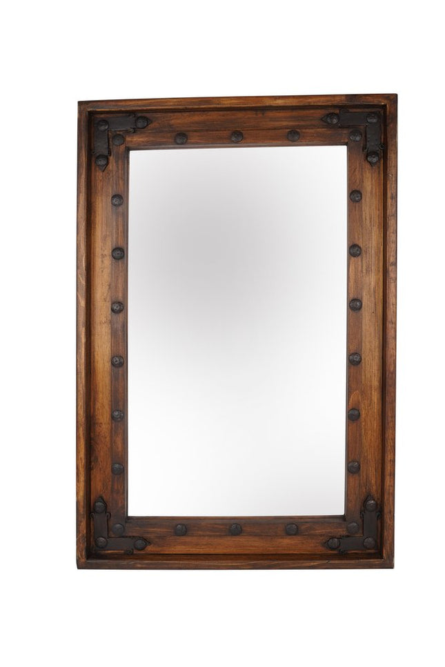 35" Brown Solid Wood Rustic Framed Accent Mirror HomeRoots