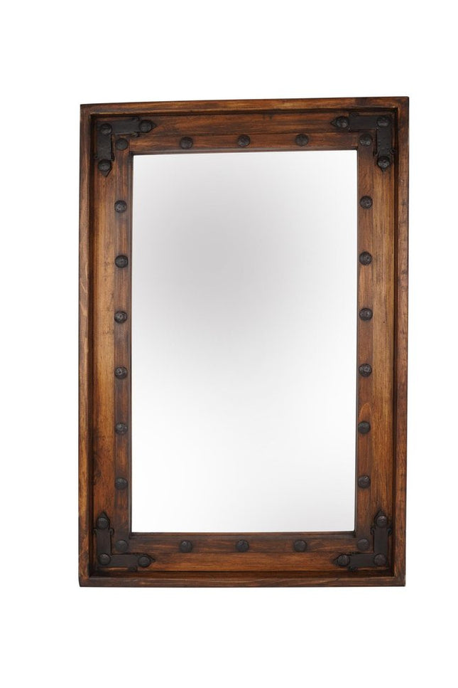 35" Brown Solid Wood Rustic Framed Accent Mirror HomeRoots
