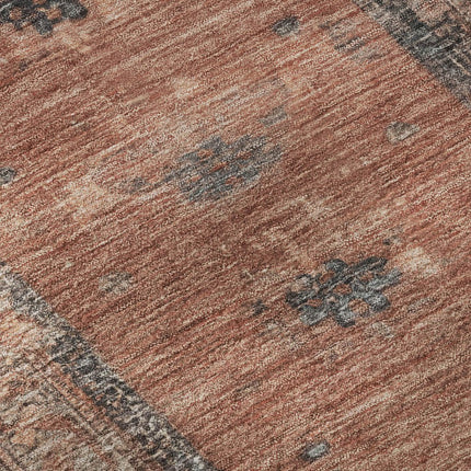 9' X 12' Terra Cotta And Charcoal Oriental Washable Area Rug With UV Protection HomeRoots
