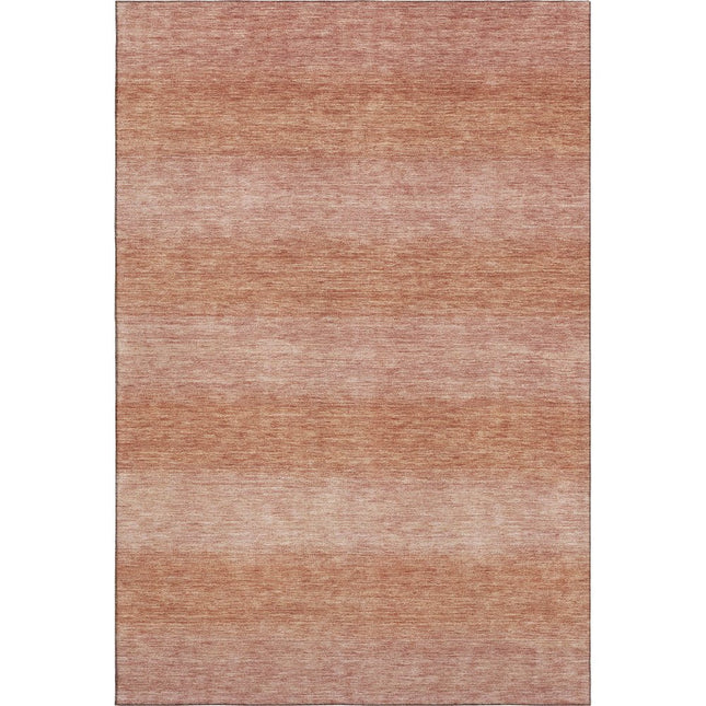 9' X 12' Terra Cotta And Peach Striped Washable Area Rug With UV Protection HomeRoots
