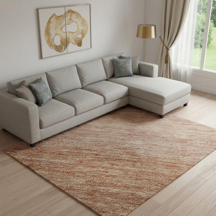 9' X 12' Terra Cotta And Peach Striped Washable Area Rug With UV Protection HomeRoots
