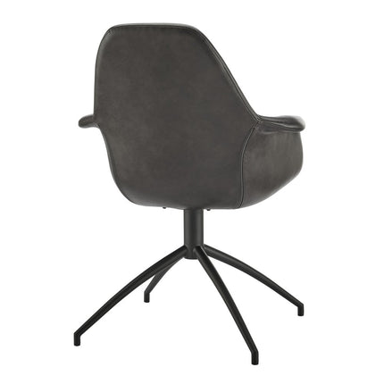 Gray and Black Faux Leather Swivel Dining Arm Chair