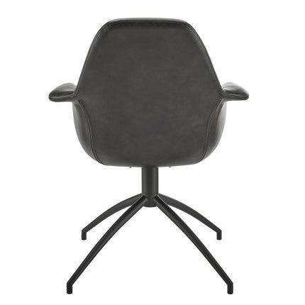 Gray and Black Faux Leather Swivel Dining Arm Chair
