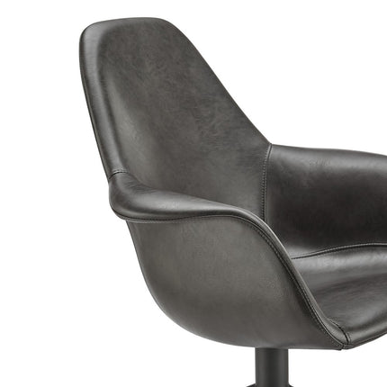 Gray and Black Faux Leather Swivel Dining Arm Chair