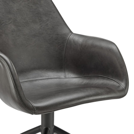Gray and Black Faux Leather Swivel Dining Arm Chair