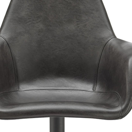Gray and Black Faux Leather Swivel Dining Arm Chair