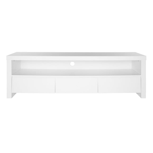 59" White Wood Enclosed and Open Storage TV Stand