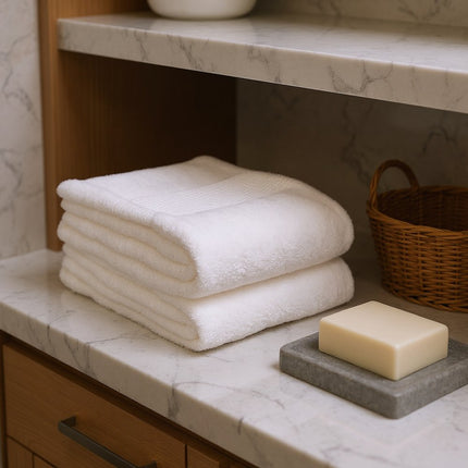 Set of Two White Turkish Cotton 13" X 13" Quick Dry Terry Cloth Washcloths HomeRoots