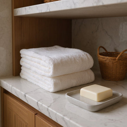 Set of Two Ivory Cotton 13" X 13" Quick Dry Terry Cloth Washcloths HomeRoots