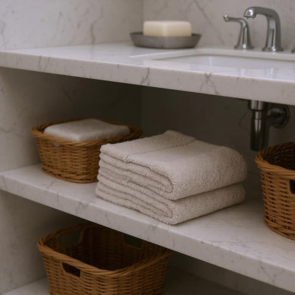 Set of Two Beige Cotton 13" X 13" Quick Dry Terry Cloth Washcloths HomeRoots