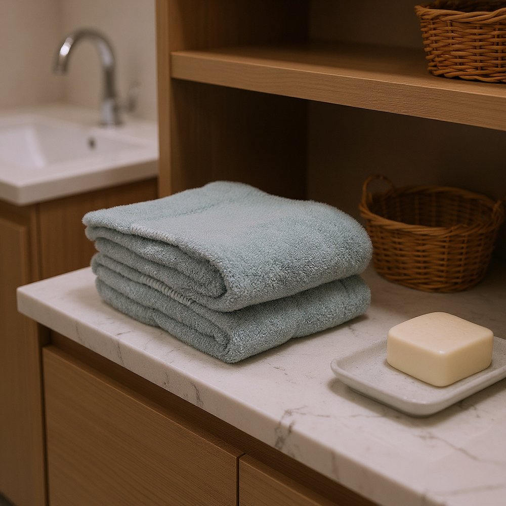 Set of Two Sea Green Cotton 13" X 13" Quick Dry Terry Cloth Washcloths