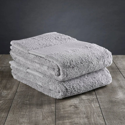Set of Two Light Gray Cotton 13" X 13" Quick Dry Terry Cloth Washcloths HomeRoots