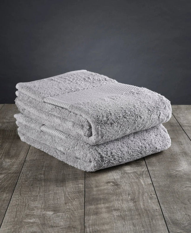 Set of Two Light Gray Cotton 13" X 13" Quick Dry Terry Cloth Washcloths HomeRoots