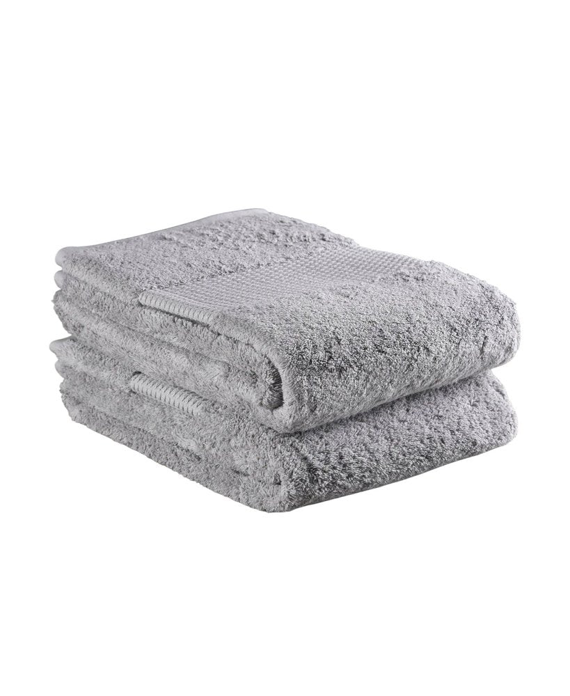 Set of Two Light Gray Cotton 13" X 13" Quick Dry Terry Cloth Washcloths
