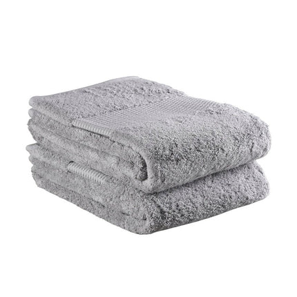 Set of Two Light Gray Cotton 13" X 13" Quick Dry Terry Cloth Washcloths HomeRoots