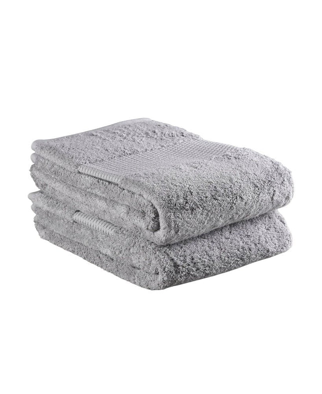 Set of Two Light Gray Cotton 13" X 13" Quick Dry Terry Cloth Washcloths HomeRoots