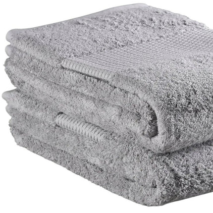 Set of Two Light Gray Cotton 16" X 30" Quick Dry Terry Cloth Hand Towels HomeRoots