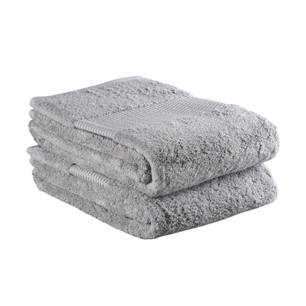 Set of Two Light Gray Cotton 16" X 30" Quick Dry Terry Cloth Hand Towels HomeRoots