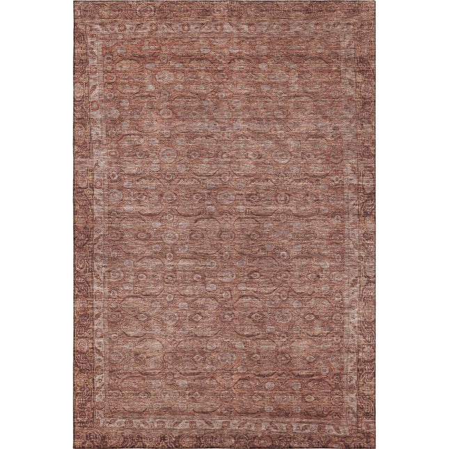 9' X 12' Terra Cotta And Rust Oriental Washable Area Rug With UV Protection