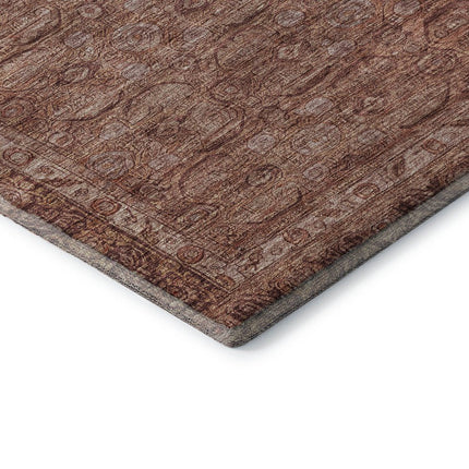 9' X 12' Terra Cotta And Rust Oriental Washable Area Rug With UV Protection HomeRoots