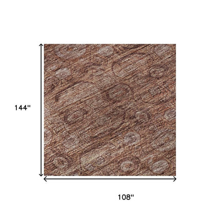 9' X 12' Terra Cotta And Rust Oriental Washable Area Rug With UV Protection HomeRoots