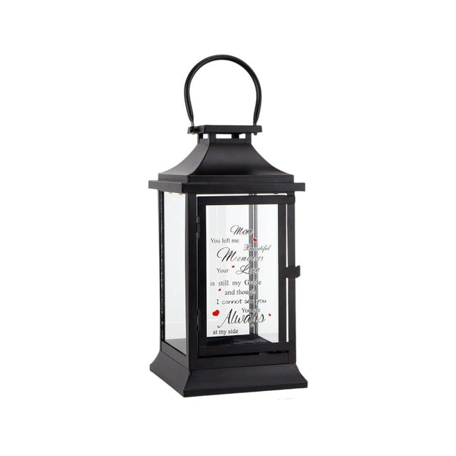15" Black And Clear Glass And Metal Memorial Remembrance Lantern Candle Holder HomeRoots