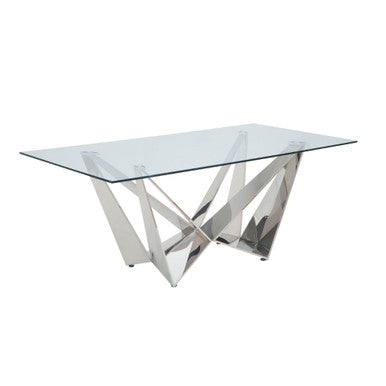 ACME 70140 Dekel Dining Table, Clear Glass & Stainless Steel ACME Furniture