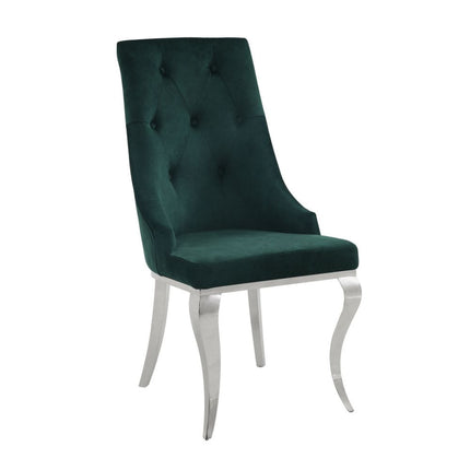 ACME 70142 Dekel Side Chair (Set-2), Green Fabric & Stainless Steel