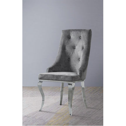 ACME 70143 Dekel Side Chair (Set-2), Gray Fabric & Stainless Steel