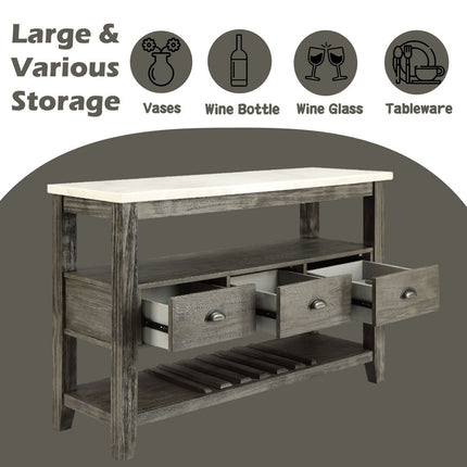 ACME 70169 Merel Server, White Marble & Gray Oak