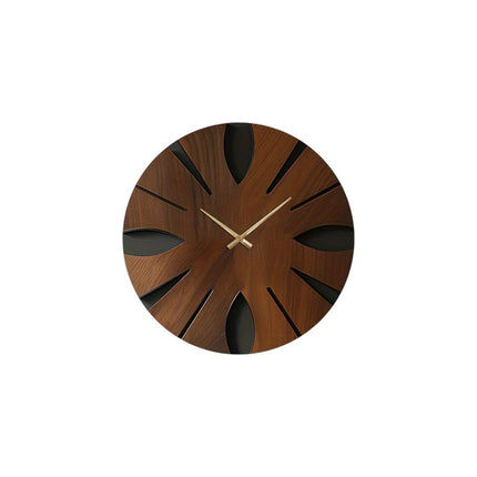 14" Brown Silent Analog Abstract Round Wall Clock HomeRoots