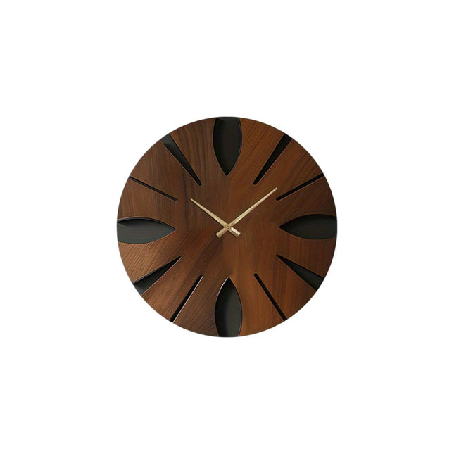 14" Brown Silent Analog Abstract Round Wall Clock HomeRoots