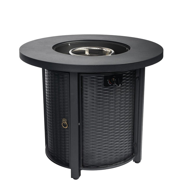 50000 BTU 30" Black Steel Propane Round Fire Pit HomeRoots